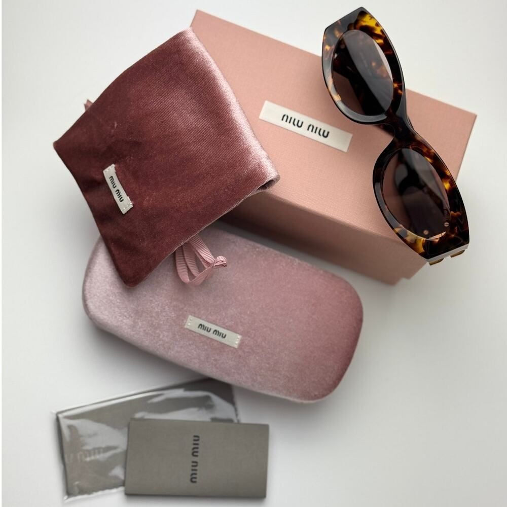 NEW MIU MIU Sunglasses MU11WS 14L20I Honey Havana/Light Purple Brown Women - Picture 10 of 10